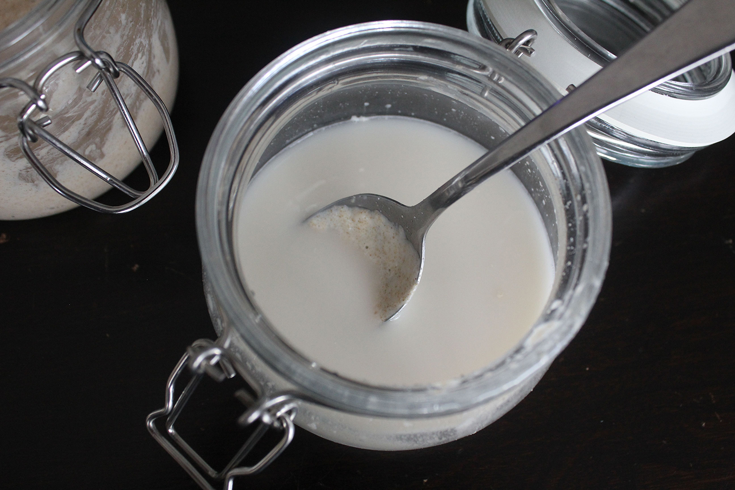 Sourdough starter and water mixed