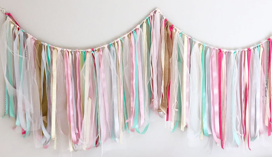 Ribbon Garland Pinks and Blues