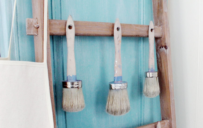 Annie Sloane paint brushes in a row.