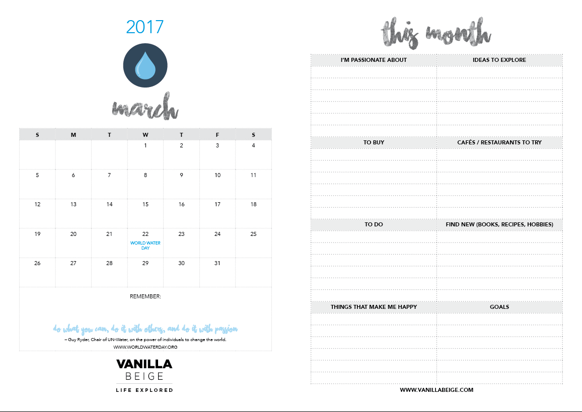 Vanilla Beige Calendar