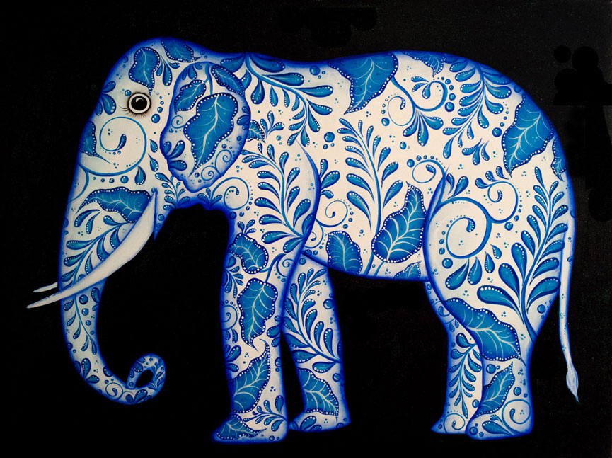 Red Brush Art Elephant