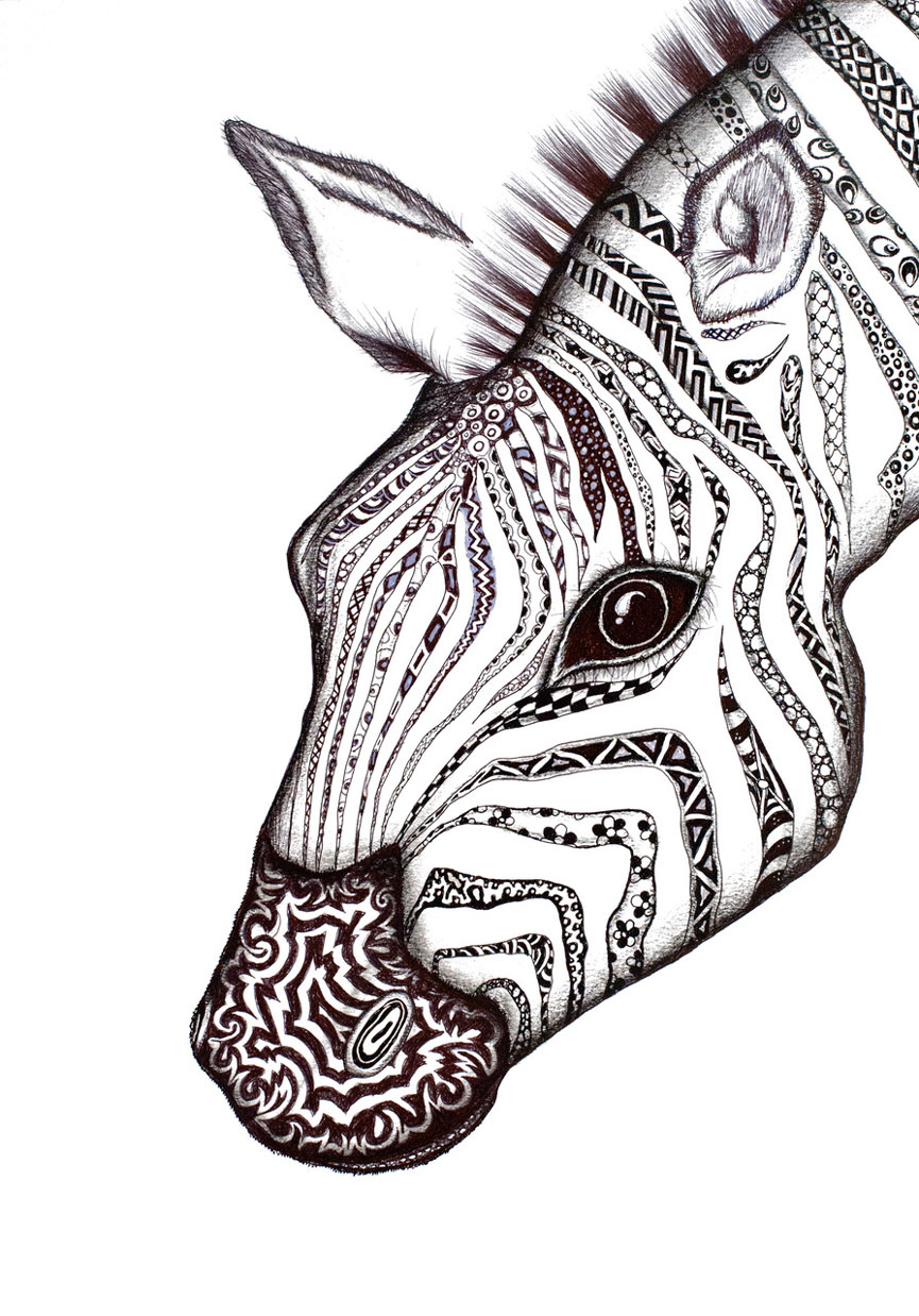 Red Brush Art Zebra