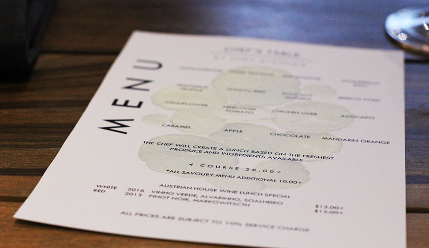 Chef's Table Menu