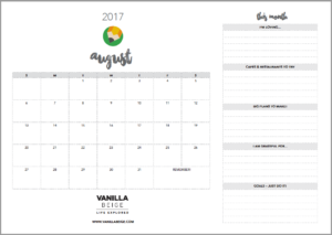Vanilla Beige August 2017 Planner