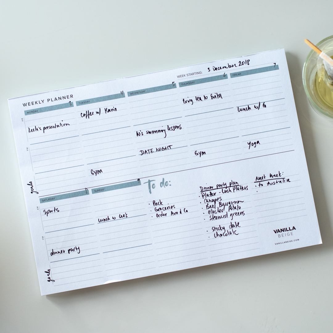 Vanilla Beige Weekly Planner
