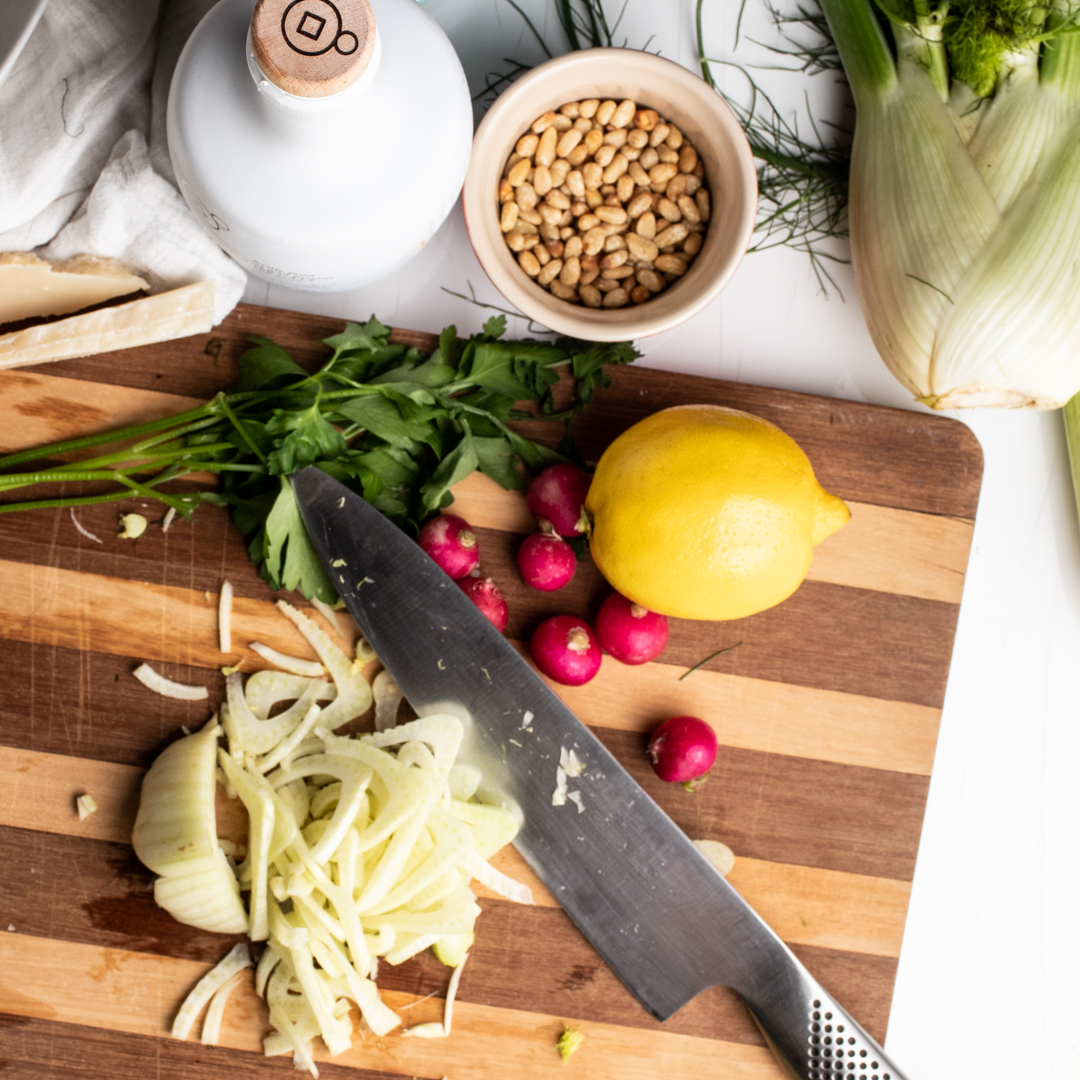 Fennel salad preparation and ingredients