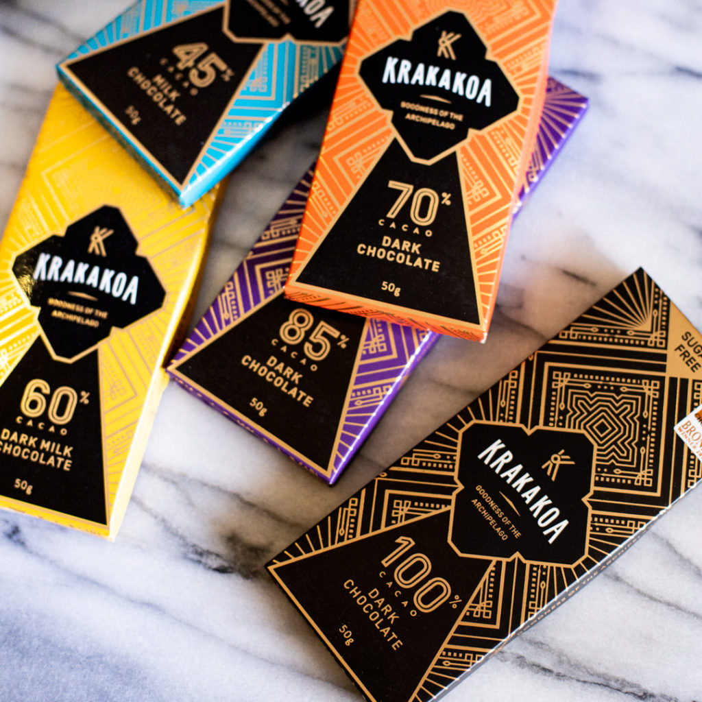 Krakakoa Chocolate in different percentages