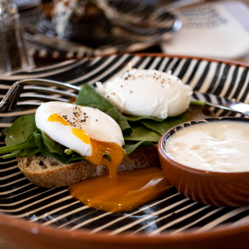 Eggs benedict at Merci Marcel Orchard