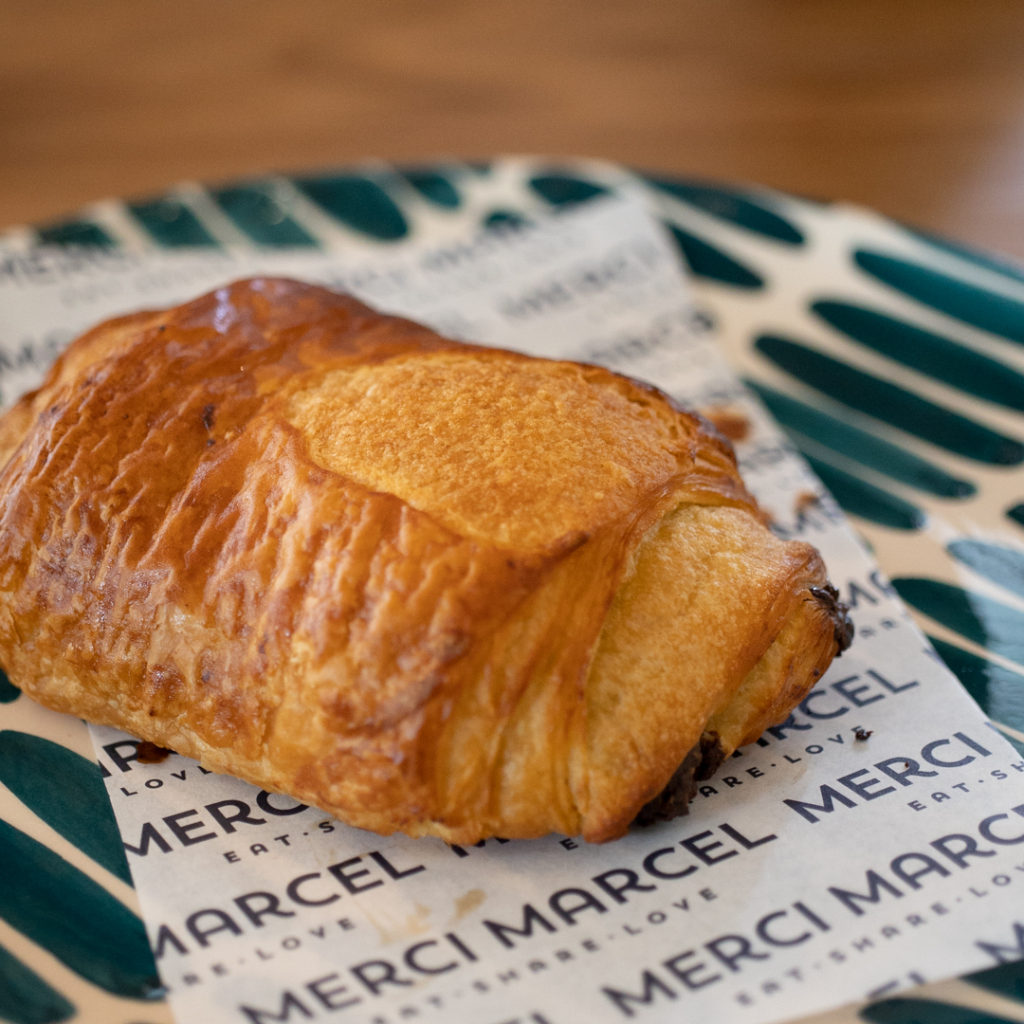 Chocolate croissant at Merci Marcel Orchard