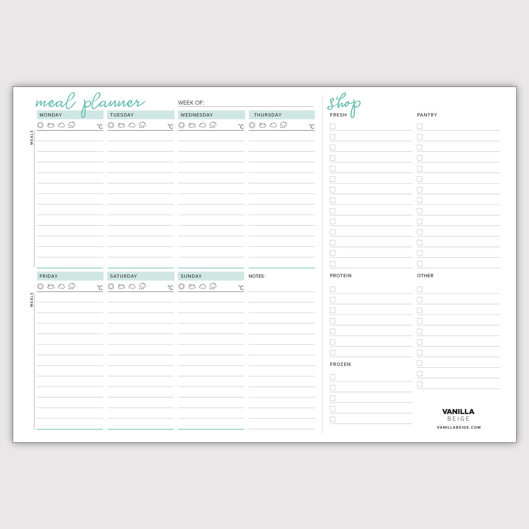 VB Meal Planner - Teen (Teal)